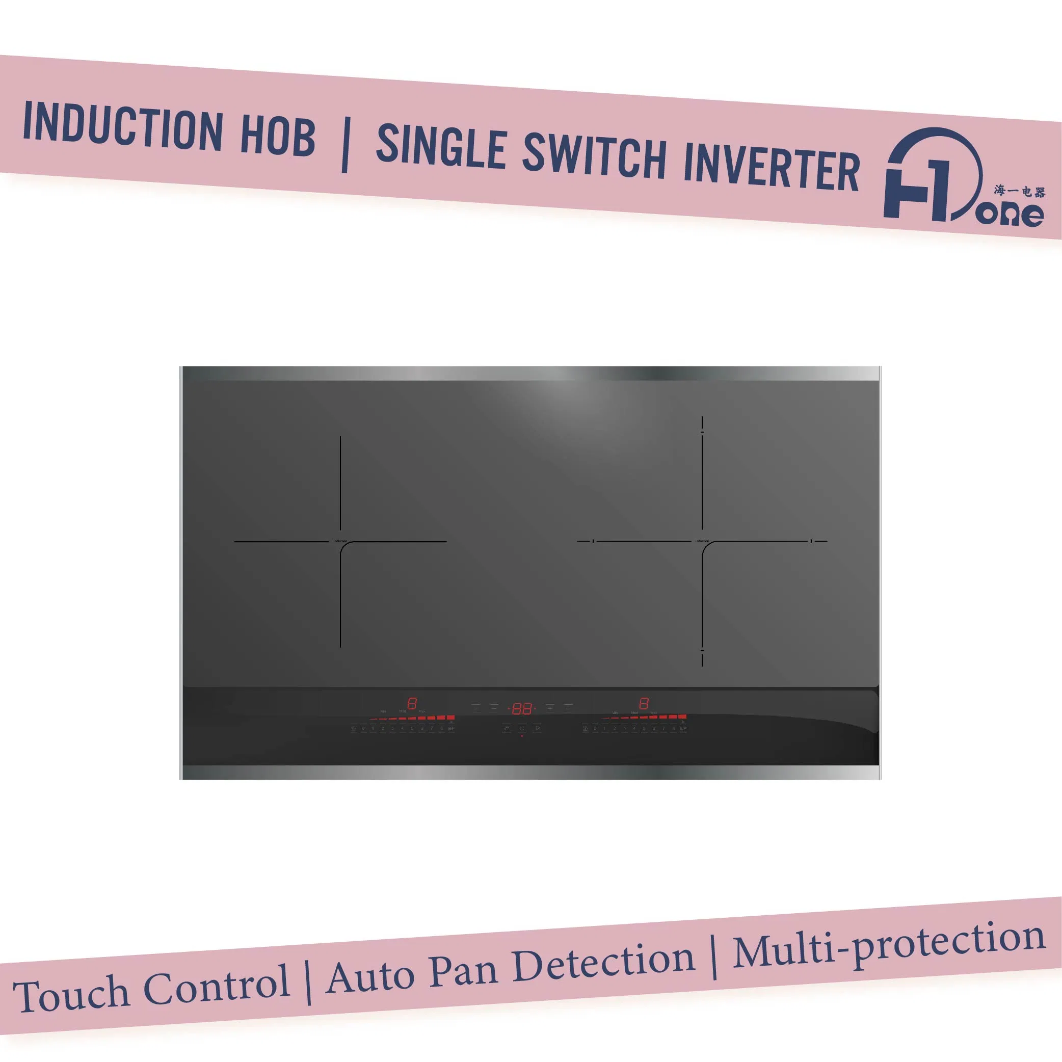Double Induction Cooker with Touch Controls Black Hard Wired