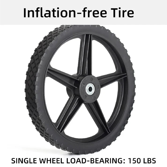 14 X 1.75'' Plastic Wheel and Tire for Lawnmower Trolley Dolly Wheel Replacement