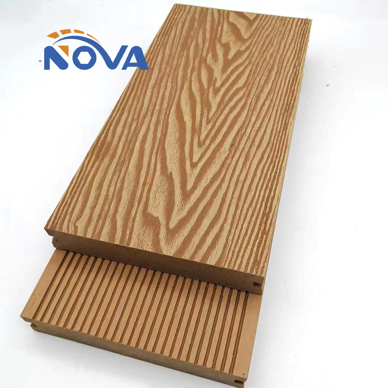 Terrace Backyard Light Brown Outdoor Composited WPC Decking Solid Wood Floor Decking for Outdoor Easy Installation