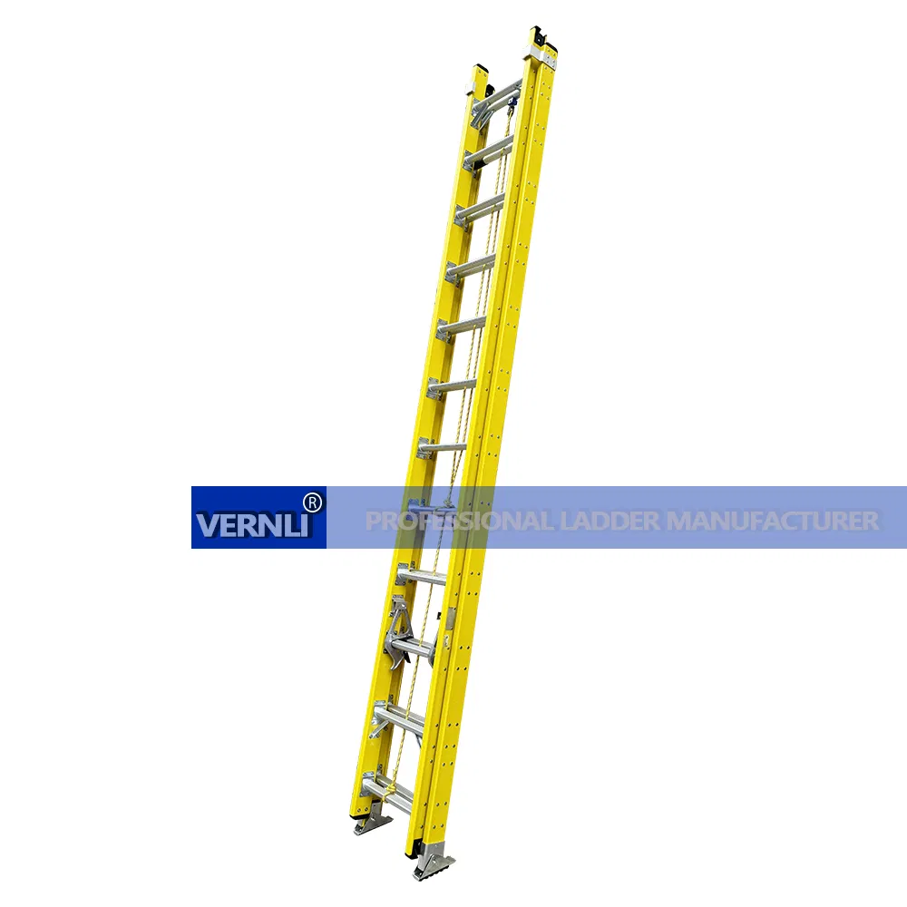3-12m Full Fiberglass Extension Ladder with 2 Parts and Aluminum Rung Steps