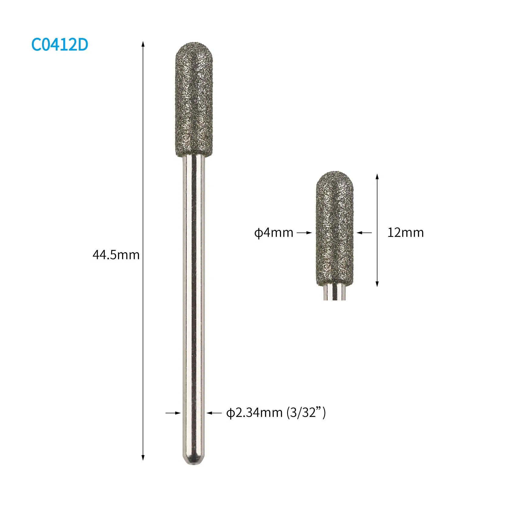 Cylinder Ball Top Manicure Pedicure Diamond Nail Drill Bit