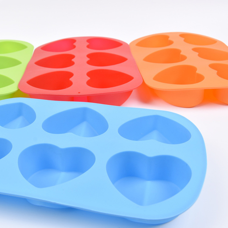 Molde De Silicona 6-Cavity Bakeware Love Heart Silicone Mold Chocolate Soap
