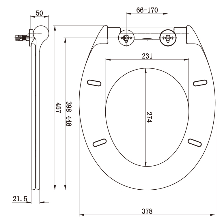 Premium U-Shaped Toilet Seat for Bathrooms with Patented Design (Soft-Close Feature)