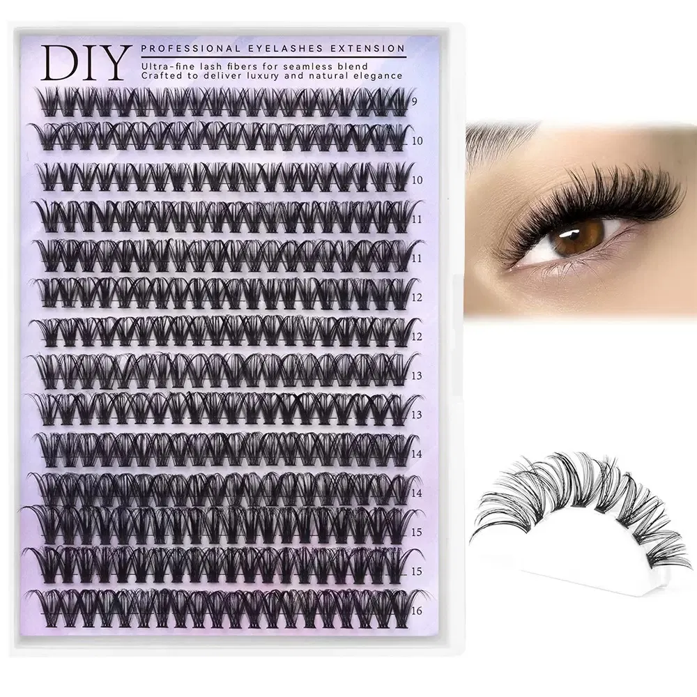 Custom Logo 30d 40d 50d 60d 80d 100d Soft Cluster Lashes Individual Eyelash Extension Set Eyelash with Glue Waterproof Kit