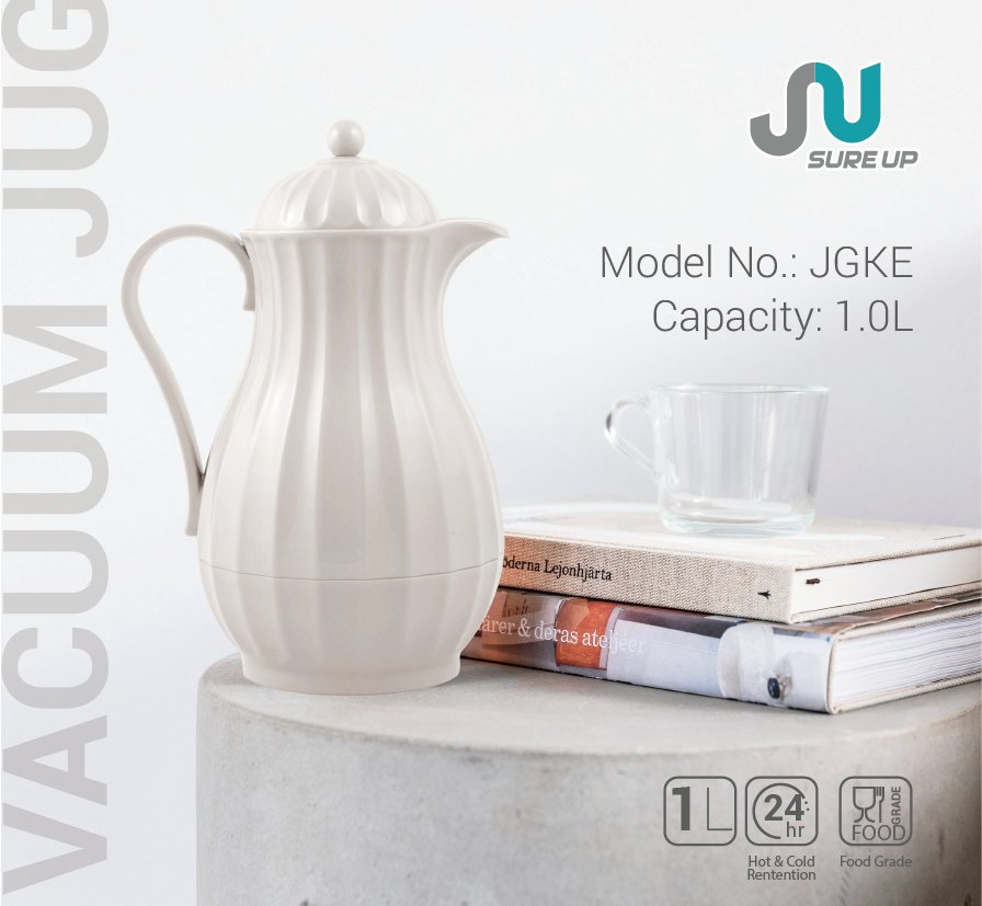 Кувшин с двойными стенками PP и стекло, 1 л, розовый