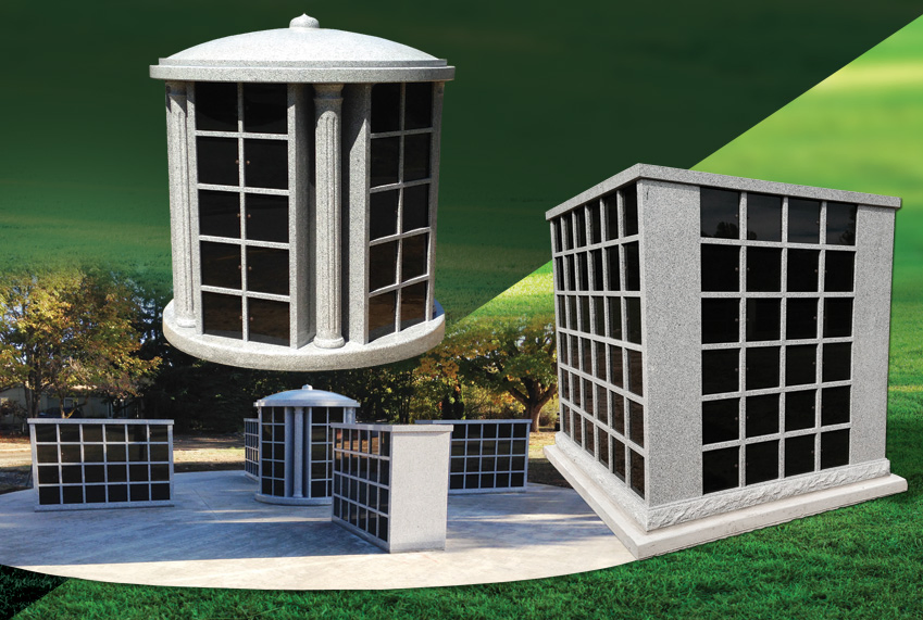 Grey Granite Columbarium Niches Tombstone with Colum