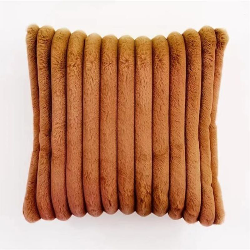 Polyester Jacquard Stripe Fake Fur Cushion of Wholesale Outdoor Pation Pillowcased