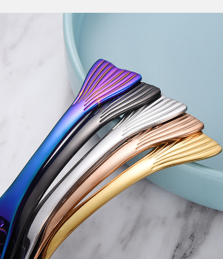 Fish Shape Novelty Baby Spoons Colourful Stainless Steel Preschooler Toddler Kids Spoon