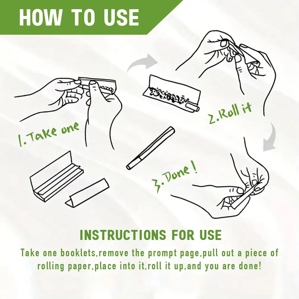 48h Fulfillment Factory Price Green Color Kingsize Booklet+Tips Cigarette Roller Paper