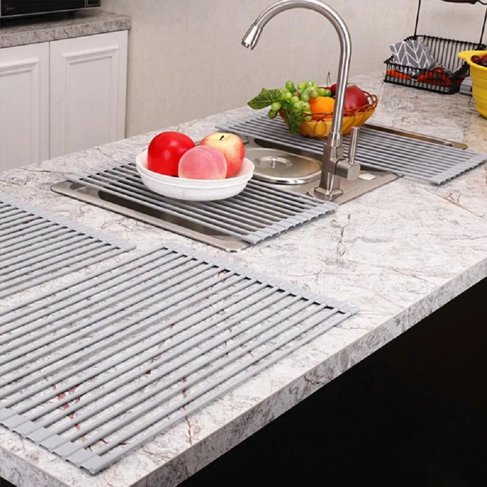 Multipurpose Roll up Dish Drying Rack Heavy Duty Silicone-Coated Stainless Steel Roll up Rack, Rolls out Over Any Sink Drying Rack Kitchen Dish Esg17240
