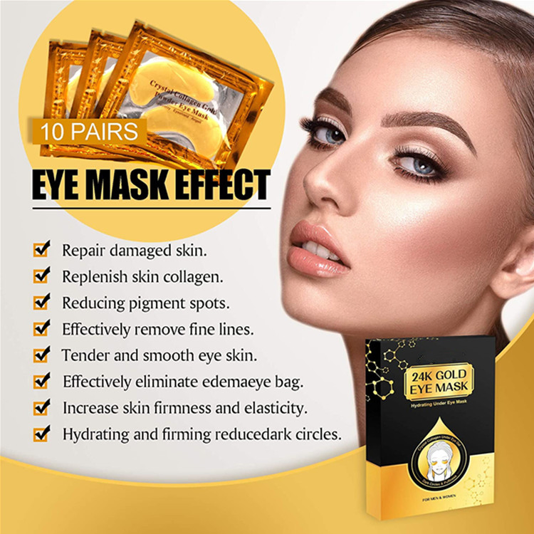 Custom 24K Gold 10 Pairs Hydrating Under Eye Mask for Men and Women
