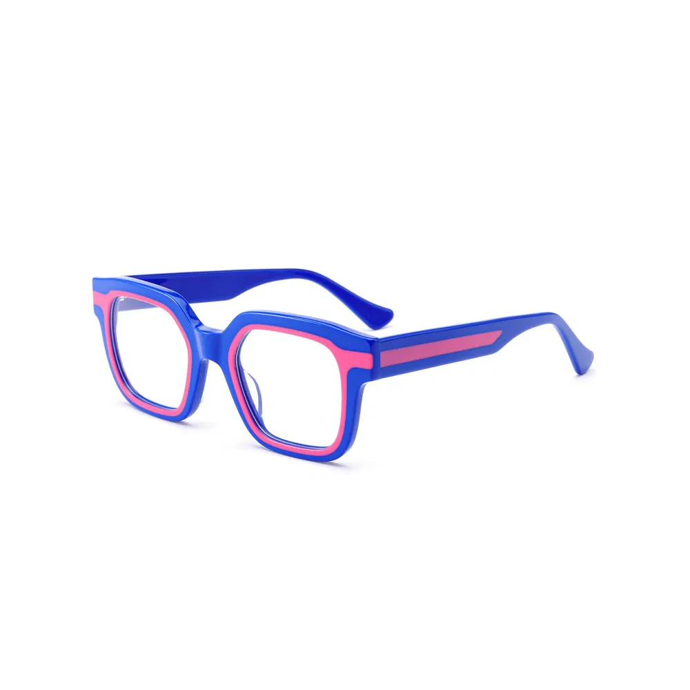 Blue Square Frame Custom Fashion Acetate Anti-Blue Light Myopia Reading CH3206 Optical Glasses