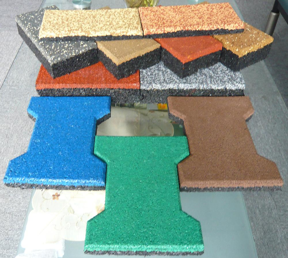 Outdoor Rubber Paver Bricks Recycled Rubber Granules Floor Tiles