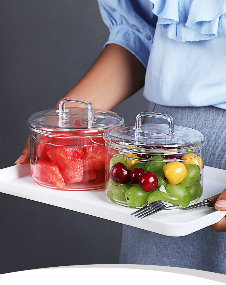 European Style Glass Bowl with Transparent Coverfruit Dessert Candy Snack Storage Jar  Glass Salad Bowl