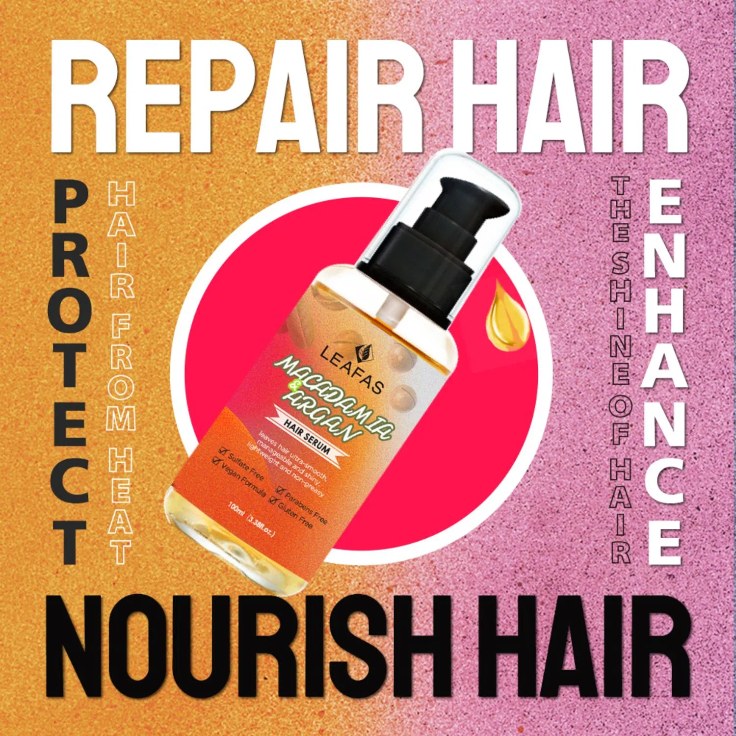 Private Label Argan Oil Moisturizing Repair Hair Serum