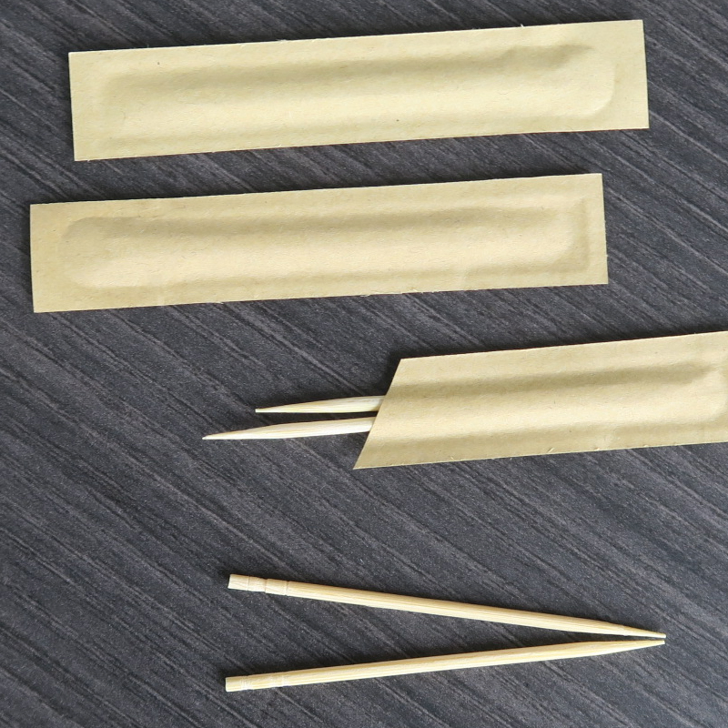 Wholesale Disposable Bamboo Toothpicks Hotel Restaurant Kraft Paper Packaging Bamboo Toothpicks with Individual Wrapped