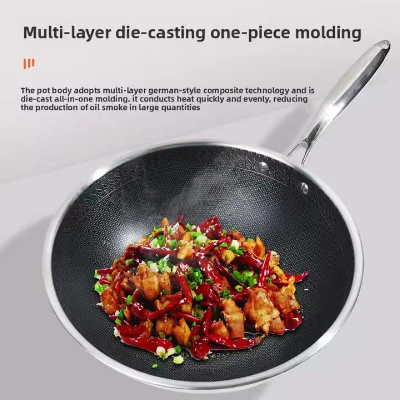 Chinese Manufacturer 316 Stainless Steel Without Coating with Honeycomb Pattern Ultralight Wok