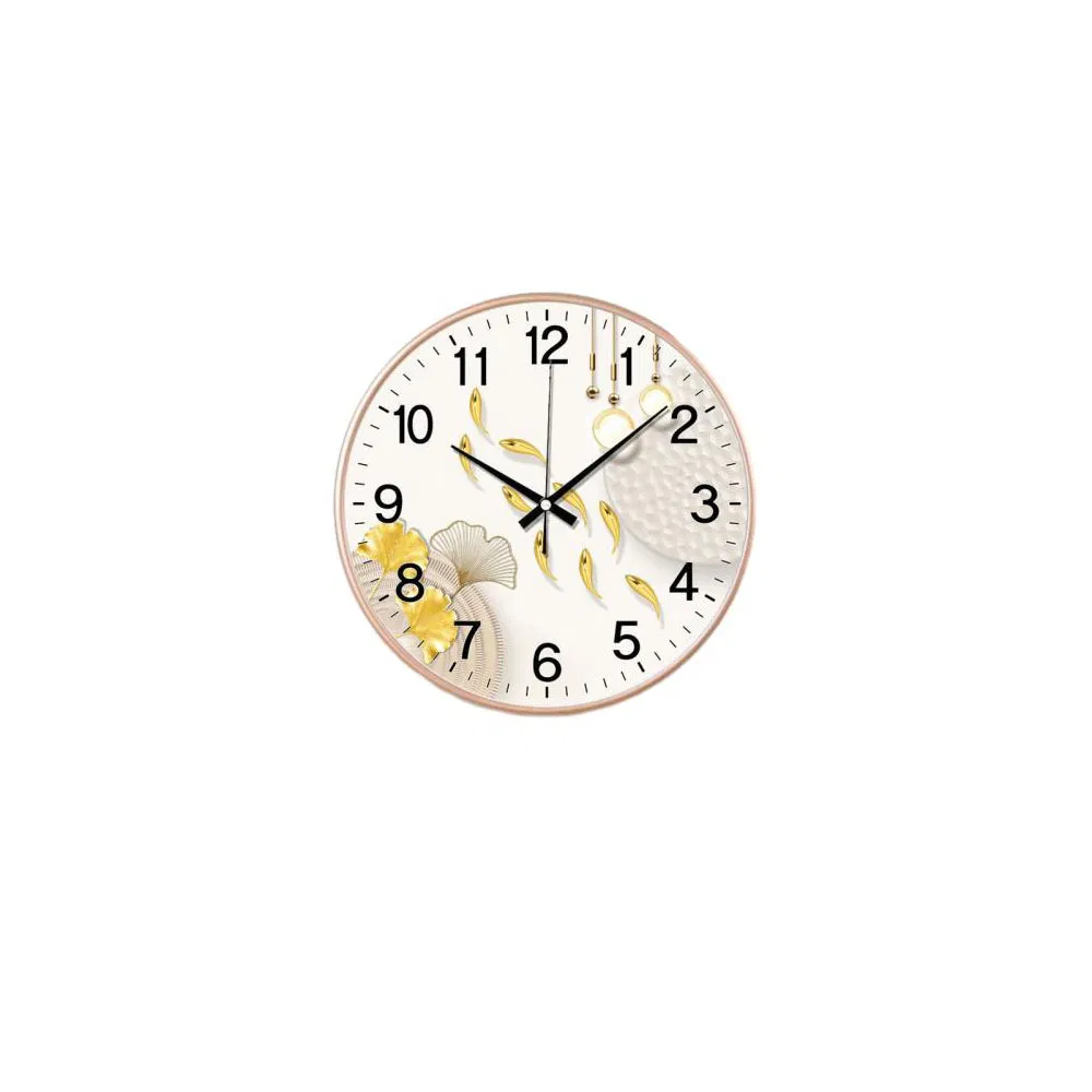 Decorative Round Wall Clock Metallic Edged Sleek Design Wall Clock