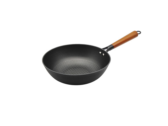 Легкая чугунная сковорода вок с антипригарным покрытием