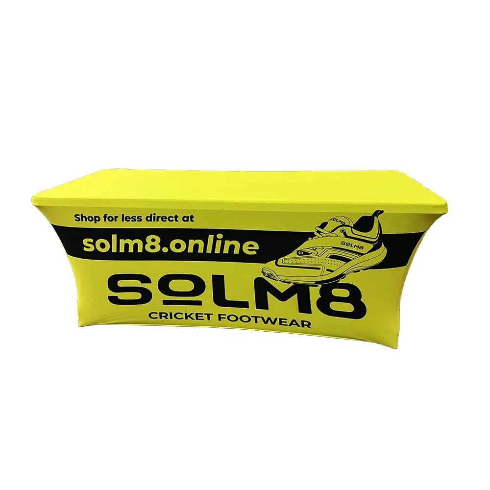 Custom Printed Stretch Spandex Table Cover for Standard Folding Advertising Tables Rectangular Fitted Tablecloth Protector
