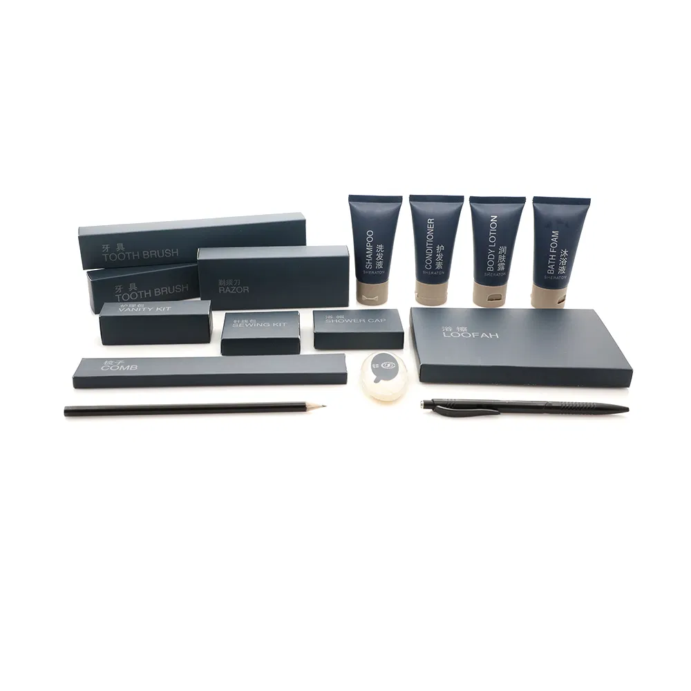 Luxurious 15-Piece Green Hotel Guest Amenities Set for Upscale Stays
