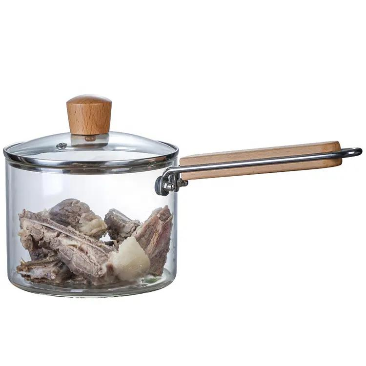 Heat Resistant Thickening Glass Borosilicate Glass Cooking Pot with Cover Lid