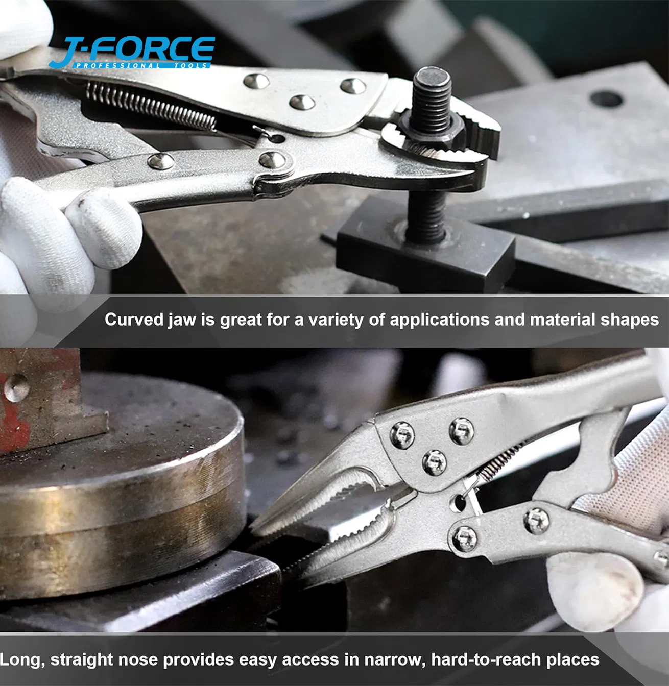 Набор струбцин J-Force 4 шт, сталь, никелированные