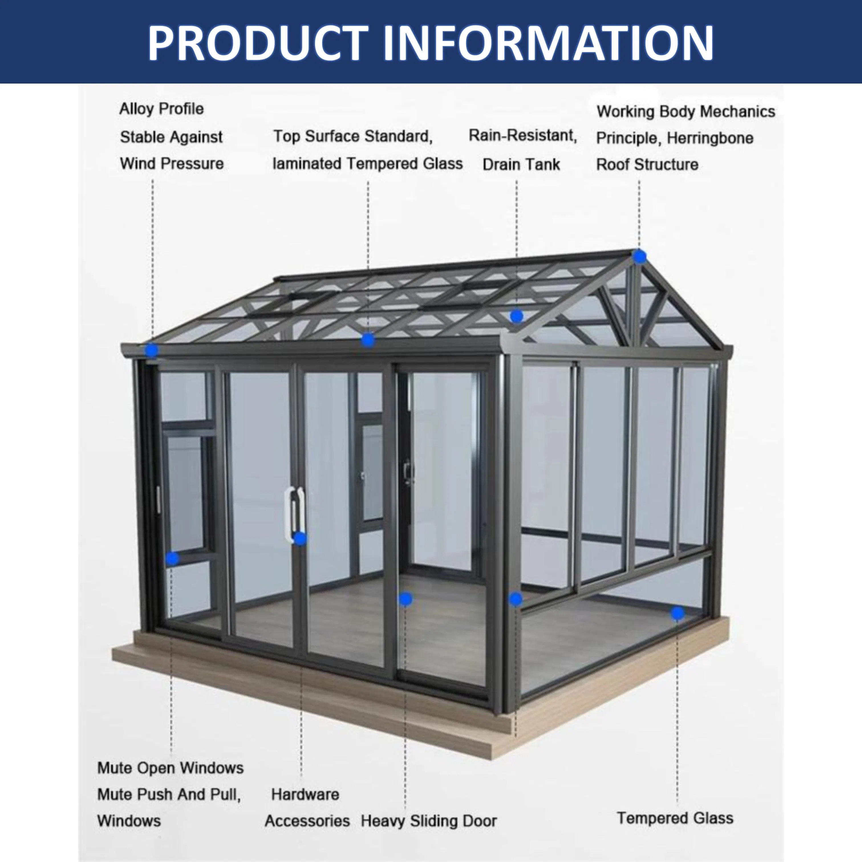 Luxury Villa Aluminum Extrusion Profile Spacious Living Room Sunroom