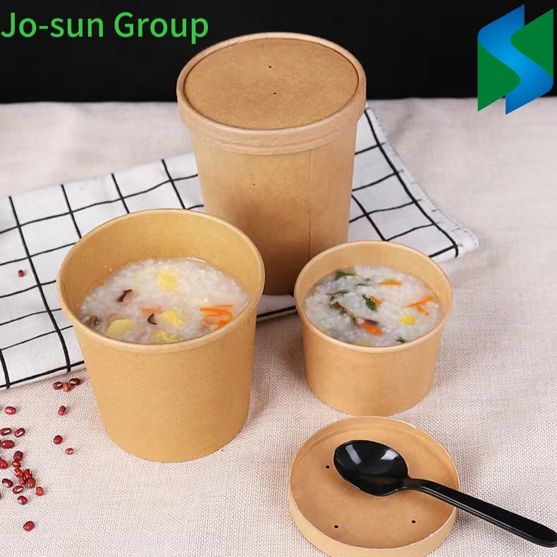 Morden Style Round Ice Cream Packing Cup Bottom Take Away Food Noodle Soup Rectangle Takeaway Kraft Paper Bowl