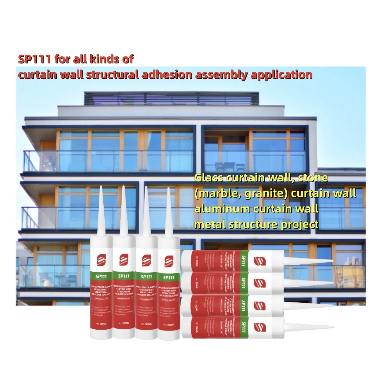 Sp111 Structural Silicone Sealant for Glass Coated Glass Ceramic Tile Curtain Wall Bonding Sealing Adhesive China Sinopearl Bond
