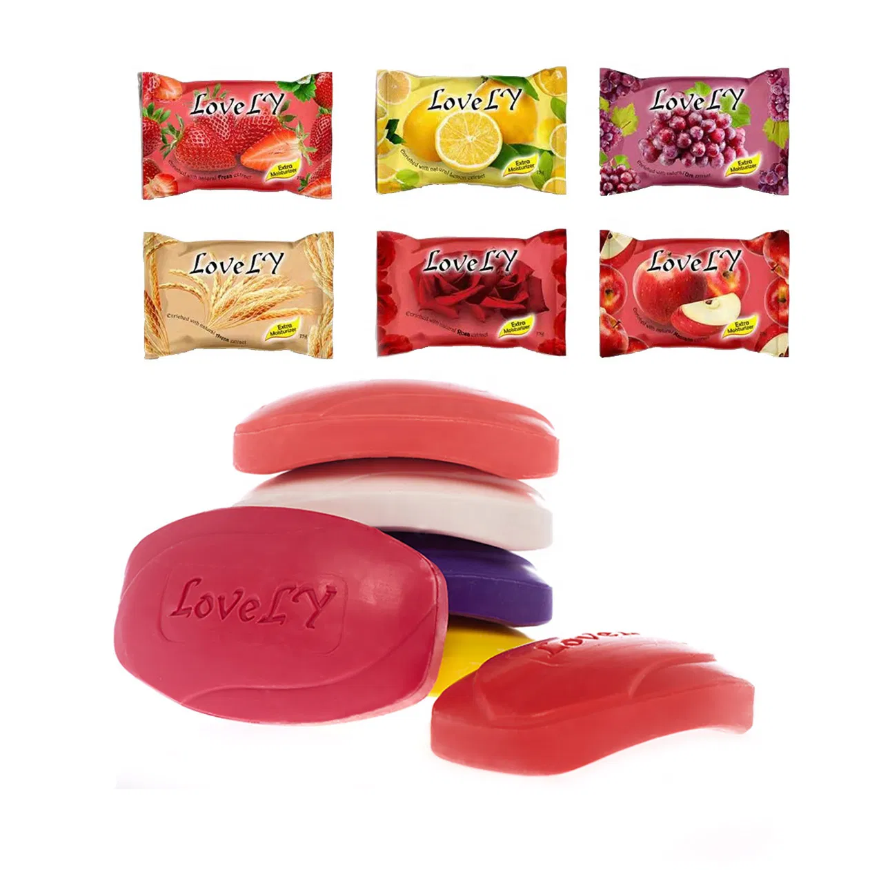 125gr Almond Beauty Soap / Fruit Bath Body Soap Bar Customized Jabon for South American Savon Bar Factory