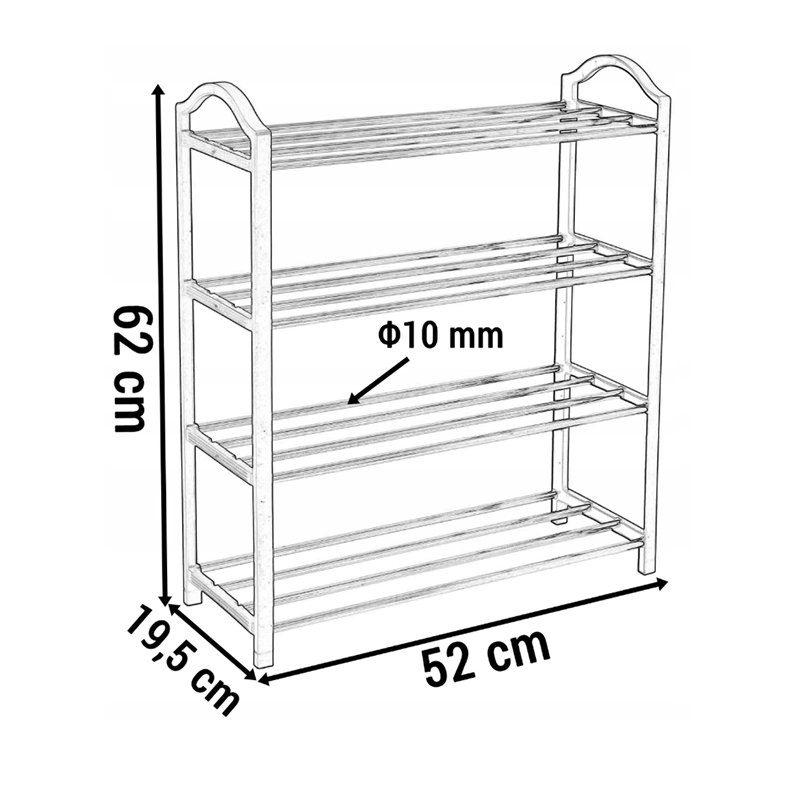 Cheap 4 Tiers Metal Plastic Shoe Storage Organiser Rack