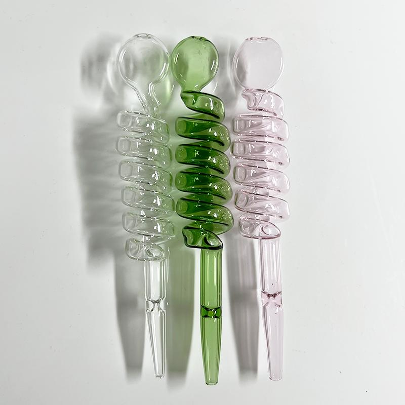 Customized Size Spring Shaped Glass Smoking Pipe Sweet Puff Oil Burners