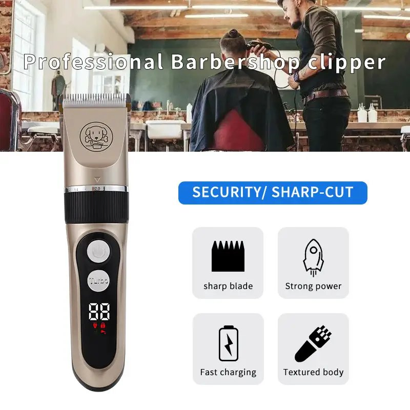 Pet Hair Clippers Professional Pet Grooming Tool Dog Cordless Pet Clipper with 6 Limit Combs