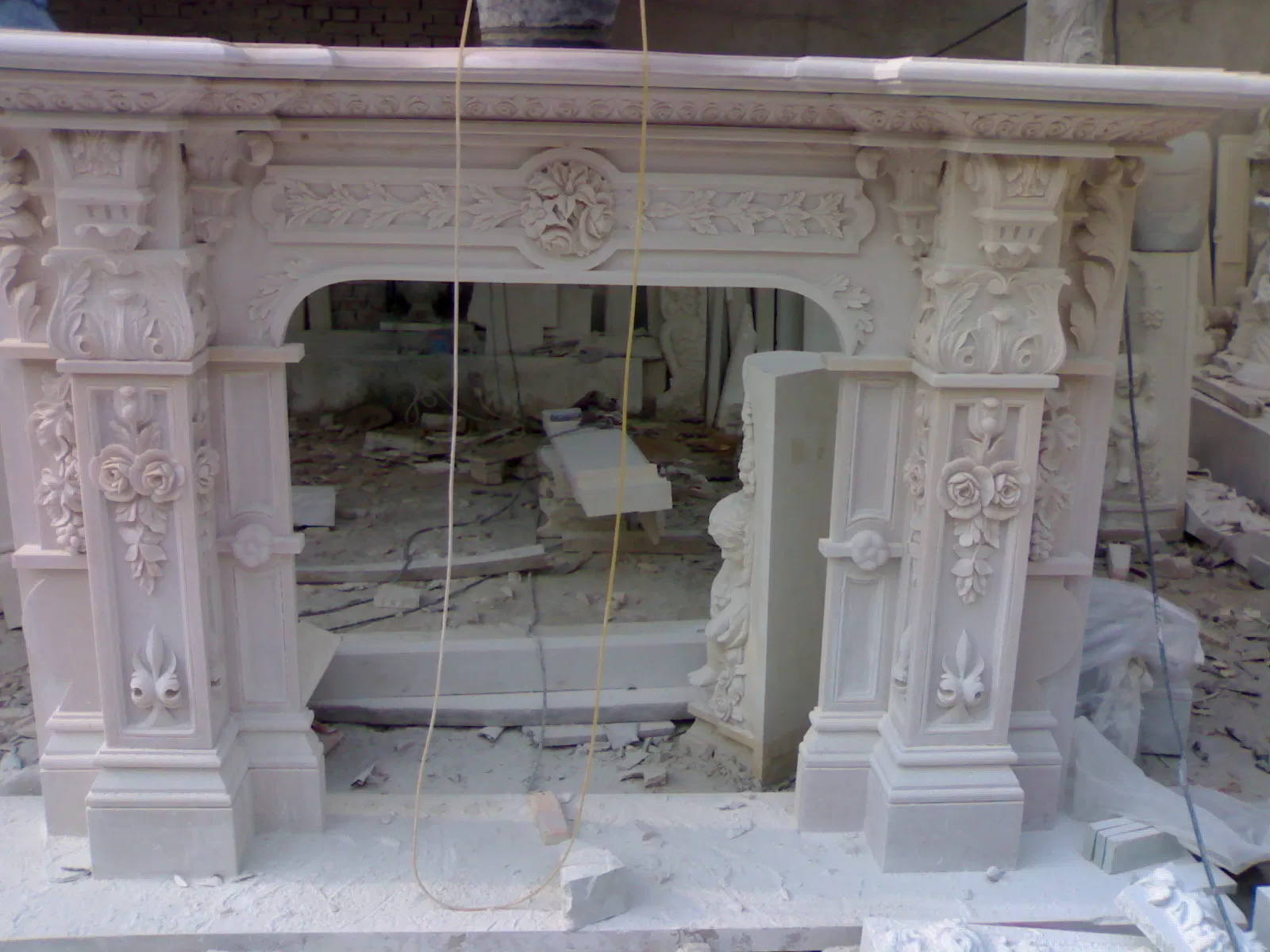 Customized Size Rococo Baroque Style Hand Made Carved French Inspired Marble Fireplace Mantel Design Price