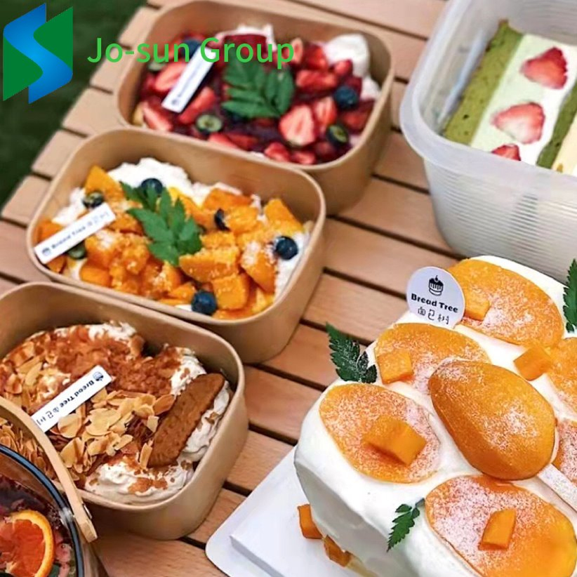 Take Away Paper Food Packaging Bowl Lunch Boxes Kraft Paper Disposable Rectangular Square Salad Bowl with Lid
