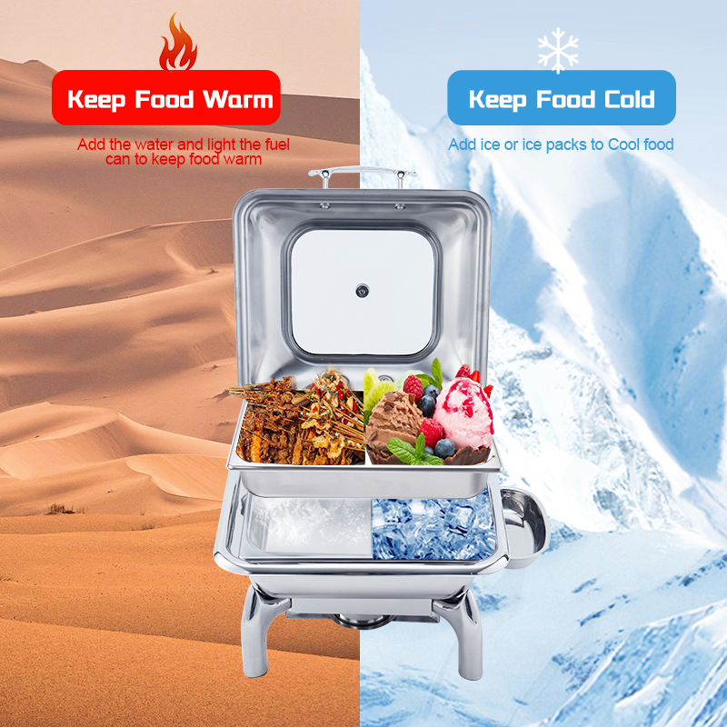 Daosheng Hotels Restaurants Luxury 6L Hydraulic Square Stainless Steel Food Warmer Buffet Heater Chafer Chafing Dish