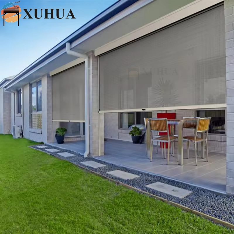 Xuhua Factory Price Sunscreen Fabric Manual Control Horizontal Zip Track Roller Shades