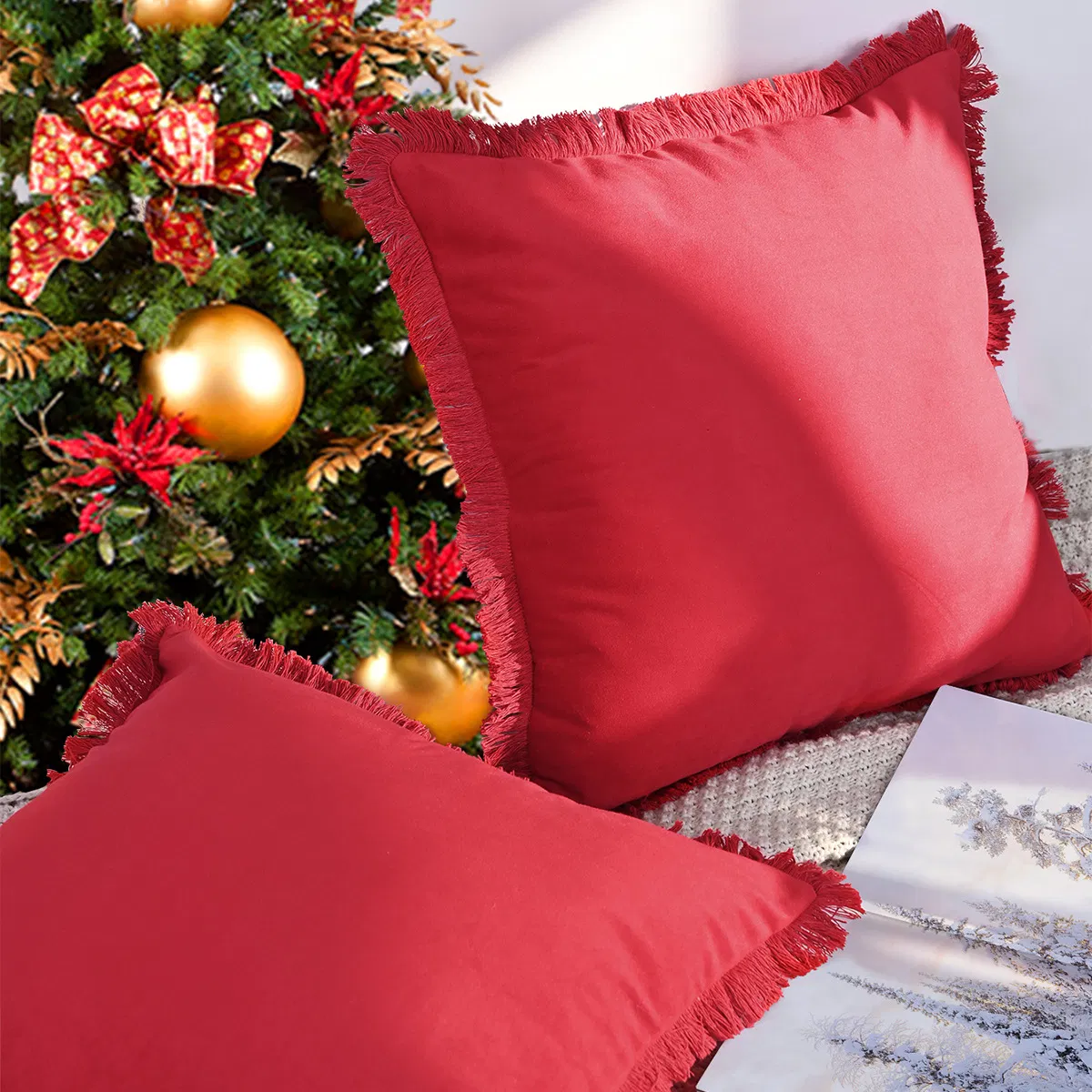 Customizable Plain Fabric Throw Pillow Cover Cotton Linen Cushion Cover