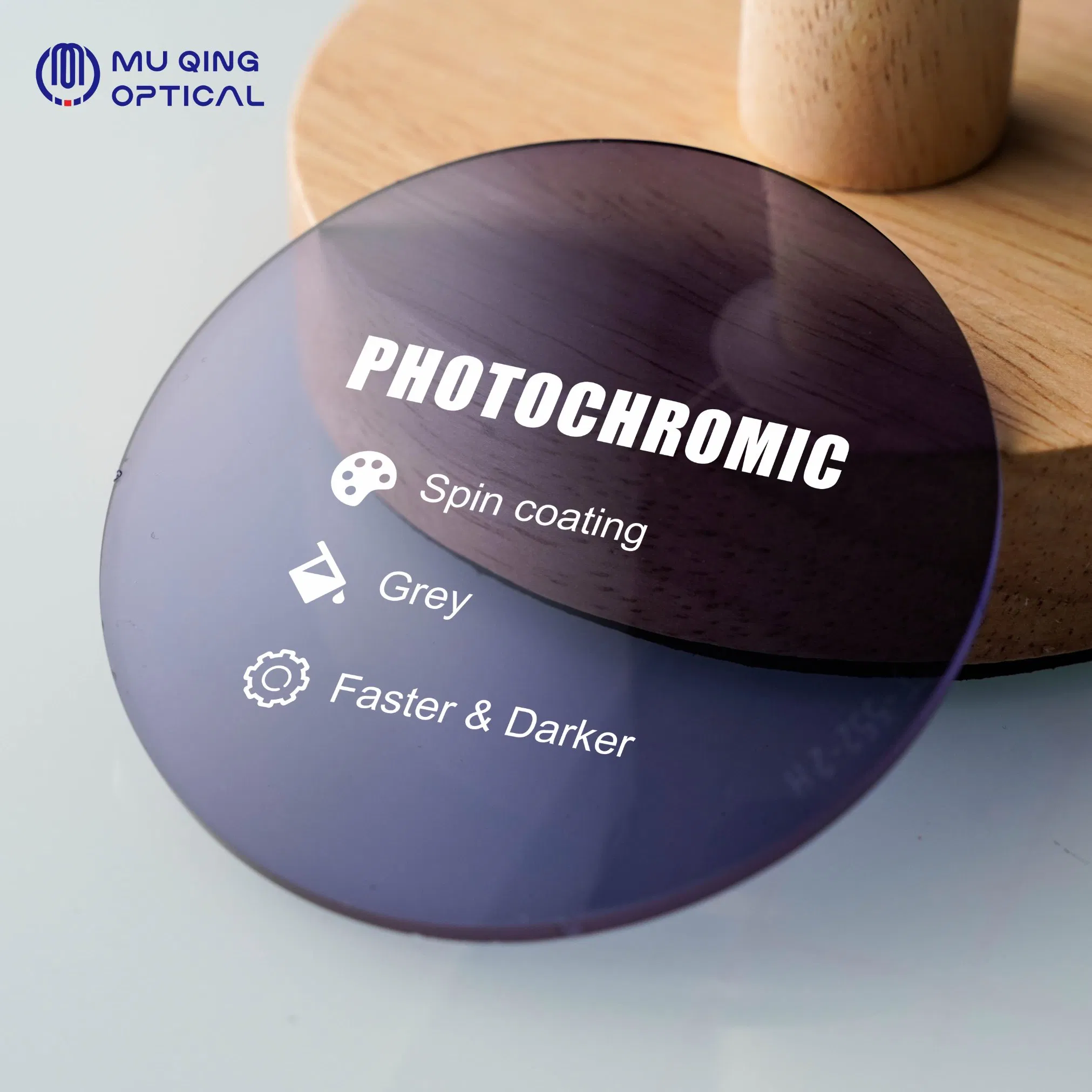 1.56 Photochromic Lenses Spin Coating Grey Lens Color Changing Anti Blue Light Ophthalmic Spectacle Optical Lenses