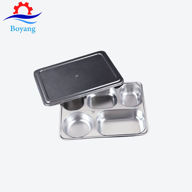Serving Lunches Kids Stainless Steel Stableware Divided Plates Compartment Food Pan Trays