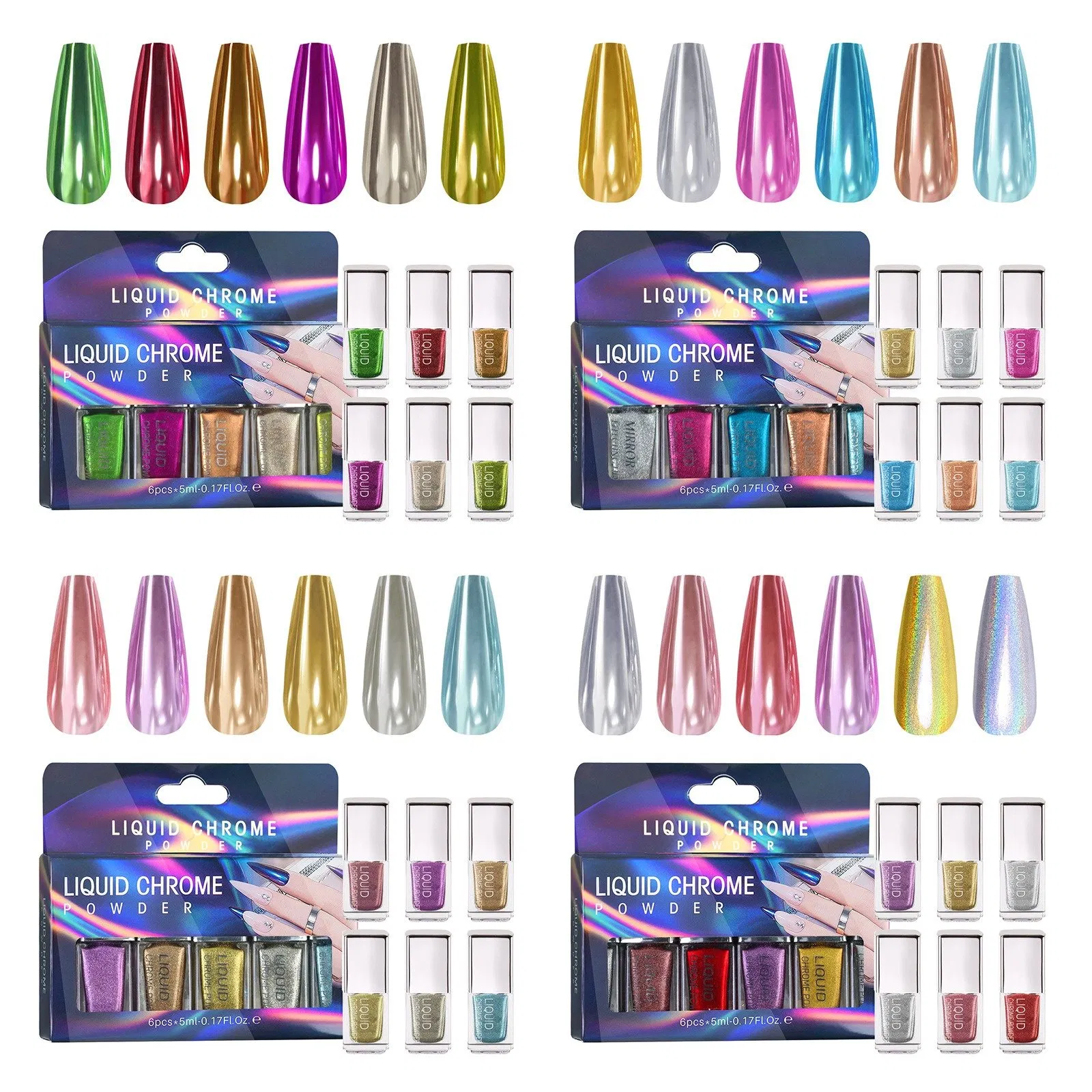 New Amazon Manicure Liquid MCB Laser Magic Mirror Powder Chrome Liquid Magic Art Nail Liquid Set
