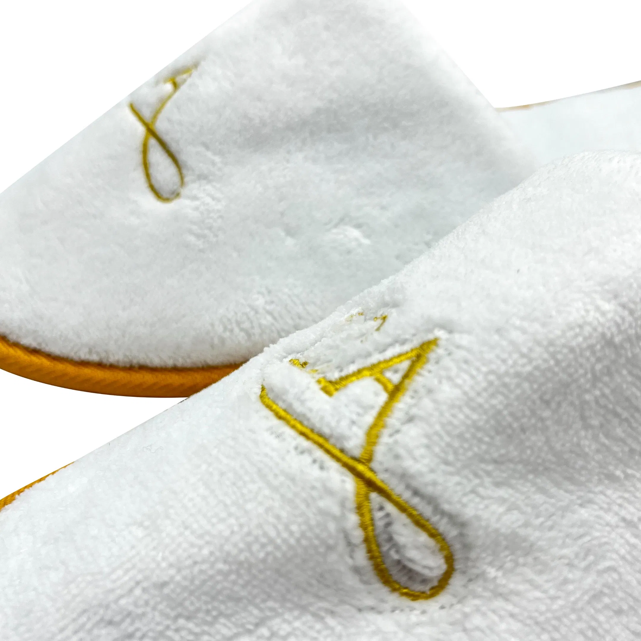 Hotel Guest Room Slippers Embroidery Logo Velvet Customized Cotton Hotel Slipper