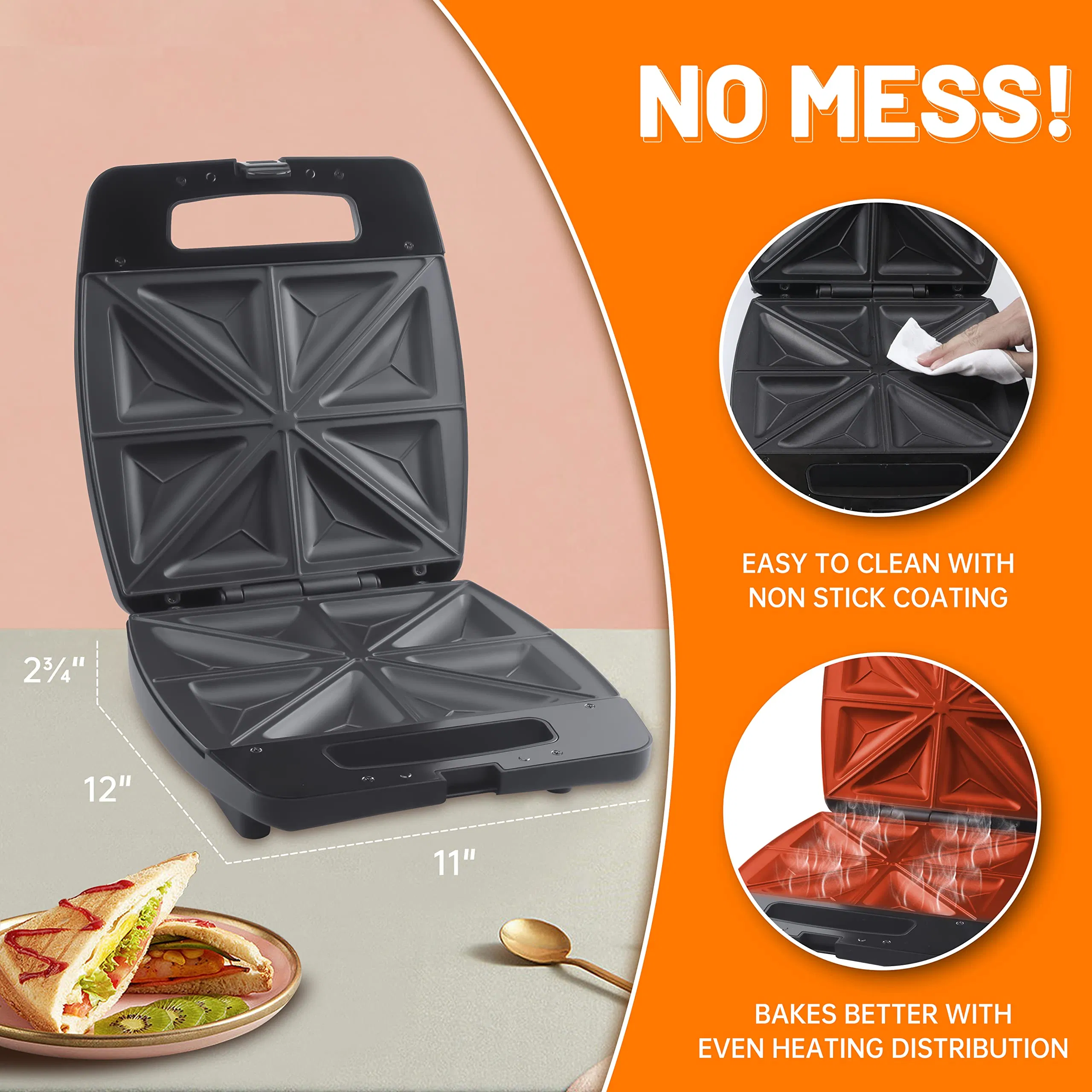 Wholesale Price Non-Stick Surface Cheese Toaster Electric Press Grill Breakfast Sandwich Maker