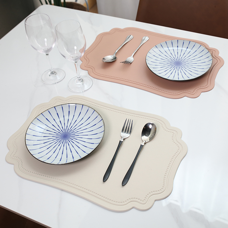 PVC Table Mats Classic Style Washable Placemat for Dining Table Home Kitchen Decor Leather Faux