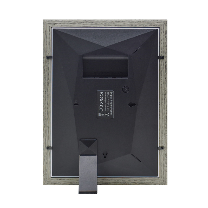 15.6-Inch Curved Silver-Gray Wooden Frame Cloud WiFi Smart Touch Digital Photo Frame