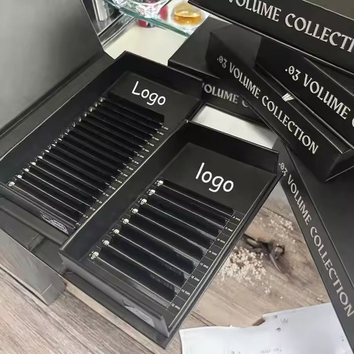 Wholesale New Dark Lash Tray Soft Mega Volume Cashmere Eyelash 0.03 05 07 Private Label 8-25mm Eyelash Extensions