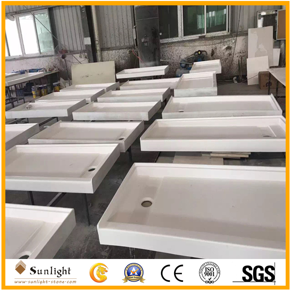 30''x60''x1.5'' Cultured Marble Ada Shower Pan for Hotels/Apartments Cut-to-Size Roll-in Shower Pan for USA