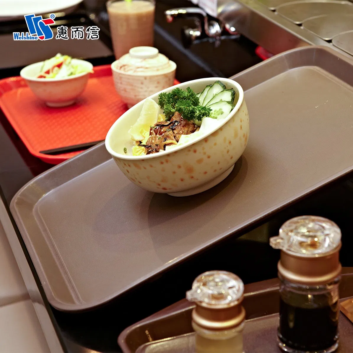 High Quality Rectangular Non-Slip Multi-Purpose Plastic Fast Food Serving Trays