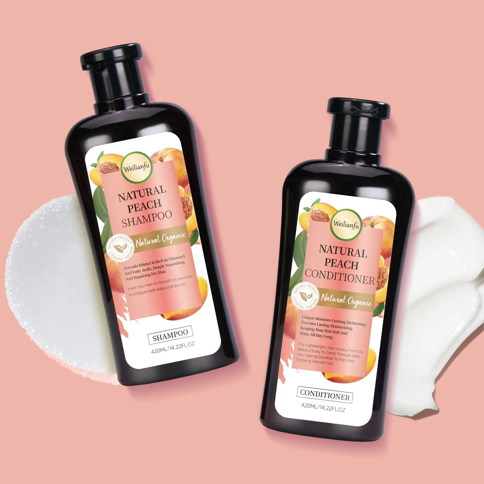 Peach Shampoo Set Moisturizing Shampoo for Dry Hair Smooth & Nourishing Formula for Healthy Locks Salon Quality Hydration